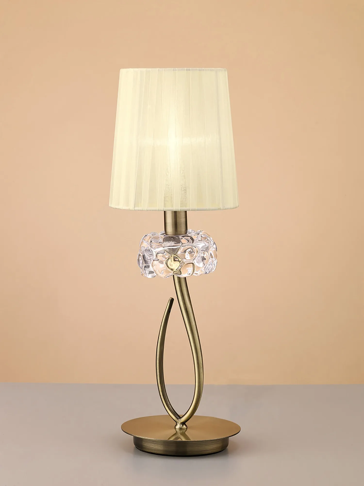 Loewe AB 47cm 1 Light Table Lamp M4637AB  Mantra Loewe Antique Brass-Cream
